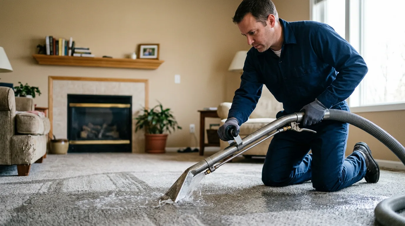 Water damage restoration technician working near Sparta, TN